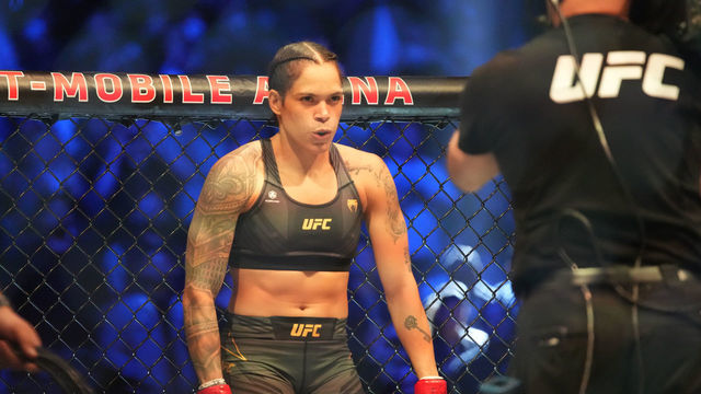 LAS VEGAS, NV - DECEMBER 11: Amanda Nunes prepares to fight Julianna Peña in their womans bantamweight title fight during the UFC 269 on December 11, 2021, at T-Mobile Arena in Las Vegas, NV.