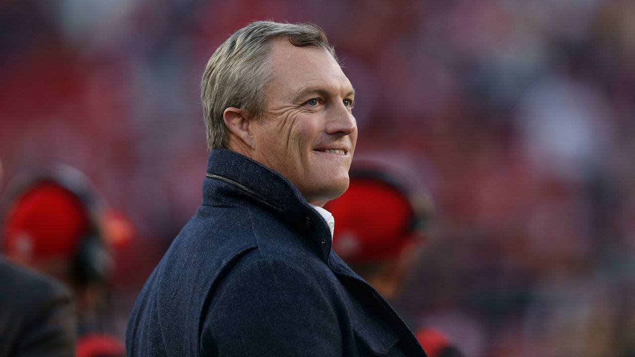 SANTA CLARA, CALIFORNIA - DECEMBER 19: San Francisco 49ers general manager John Lynch looks on in the fourth quarter against the Atlanta Falcons at Levi's Stadium on December 19, 2021 in Santa Clara, California.
