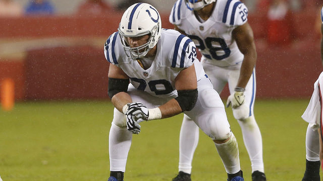 SANTA CLARA, CA - OCTOBER 24: Indianapolis Colts Offensive Tackle Eric Fisher (79) in action during an NFL game between the Indianapolis Colts and the San Francisco 49ers on October 24, 2021, at Levi's Stadium in Santa Clara, CA.