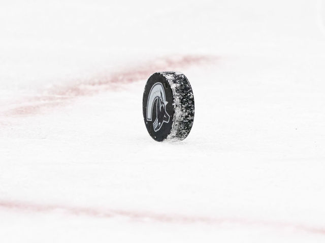 VANCOUVER, BC - JANUARY 27: A ice sits on the ice during NHL hockey action between the Vancouver Canucks and the Ottawa Senators at Rogers Arena on January 27, 2021 in Vancouver, Canada.