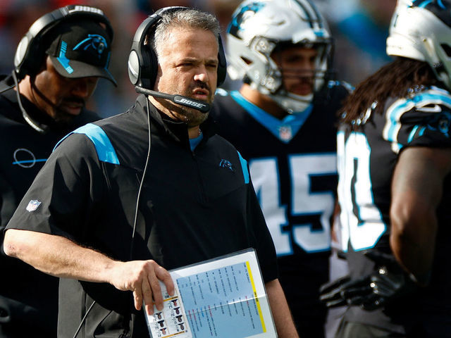 CHARLOTTE, NORTH CAROLINA - DECEMBER 26: Head coach Matt Rhule of the Carolina Panthers on the sidelines during the second quarter in the game against the Tampa Bay Buccaneers at Bank of America Stadium on December 26, 2021 in Charlotte, North Carolina.