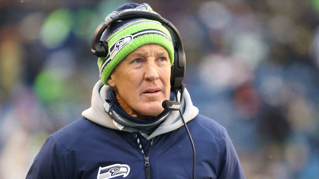 SEATTLE, WASHINGTON - DECEMBER 26: Head Coach Pete Carroll of the Seattle Seahawks looks on against the Chicago Bears during the second quarter at Lumen Field on December 26, 2021 in Seattle, Washington.