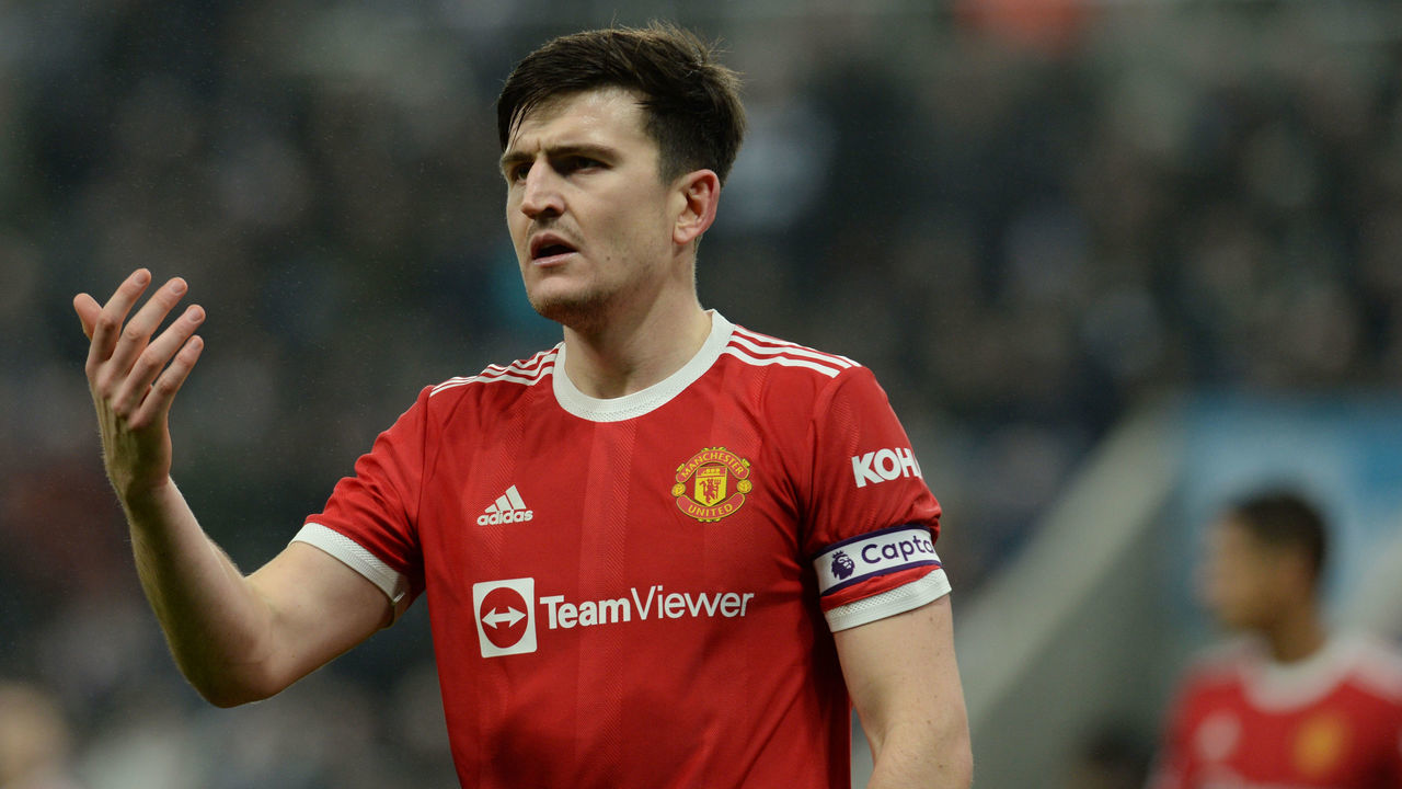 NEWCASTLE UPON TYNE, ENGLAND - DECEMBER 27: Harry Maguire of Manchester United (5) during the Premier League match between Newcastle United and Manchester United at St. James Park on December 27, 2021 in Newcastle upon Tyne, England.
