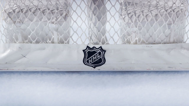 PHILADELPHIA, PENNSYLVANIA - FEBRUARY 24: The NHL logo is seen on a goal in a game between the Philadelphia Flyers and the New York Rangers at Wells Fargo Center on February 24, 2021 in Philadelphia, Pennsylvania.