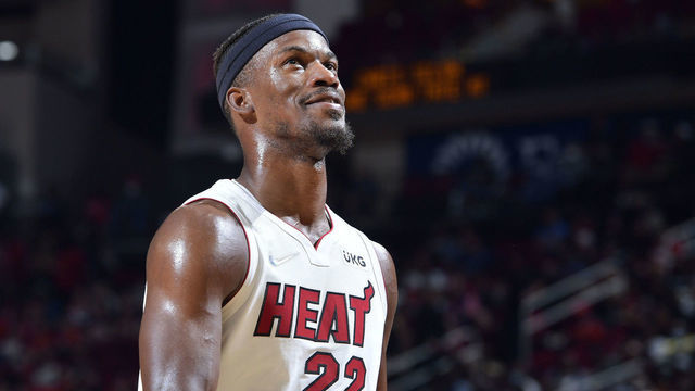 HOUSTON, TX - DECEMBER 31: Jimmy Butler #22 of the Miami Heat smiles during the game against the Houston Rockets on December 31, 2021 at the Toyota Center in Houston, Texas. Mandatory Copyright Notice: Copyright 2021 NBAE