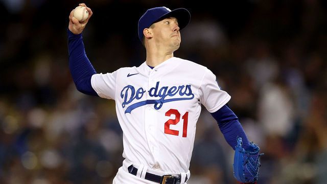 LOS ANGELES, CALIFORNIA - OCTOBER 12: Walker Buehler #21 of the Los Angeles Dodgers pitches against the San Francisco Giants during the fourth inning in game 4 of the National League Division Series at Dodger Stadium on October 12, 2021 in Los Angeles, California.