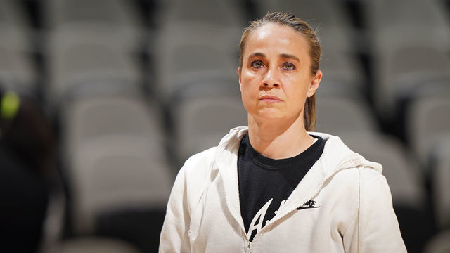 SAN ANTONIO, TX - DECEMBER 3: A close up shot of Becky Hammon of the San Antonio Spurs warming up before the game against the Houston Rockets on December 3, 2019 at the AT&T Center in San Antonio, Texas. Mandatory Copyright Notice: Copyright 2019 NBAE (Photos by Darren Carroll/NBAE via Getty Images)