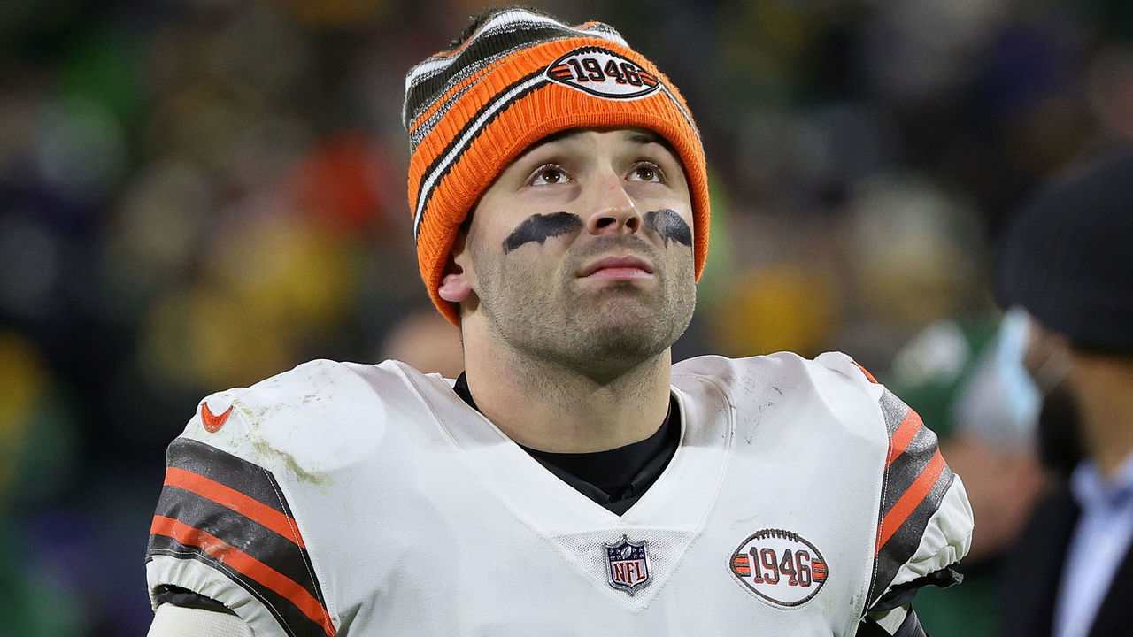 GREEN BAY, WISCONSIN - DECEMBER 25: Baker Mayfield #6 of the Cleveland Browns leaves the field following a game against the Green Bay Packers at Lambeau Field on December 25, 2021 in Green Bay, Wisconsin. The Packers defeated the Browns 24-22.