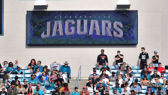 JACKSONVILLE, FLORIDA - NOVEMBER 21: Fans hang out in the pool during the second quarter between the Jacksonville Jaguars and San Francisco 49ers at TIAA Bank Field on November 21, 2021 in Jacksonville, Florida.
