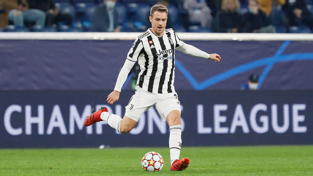 Aaron Ramsey of Juventus in action during the UEFA Champions League Group H football match between Zenit St. Petersburg and Juventus FC on October 20, 2021 at Gazprom Arena in Saint Petersburg, Russia.
