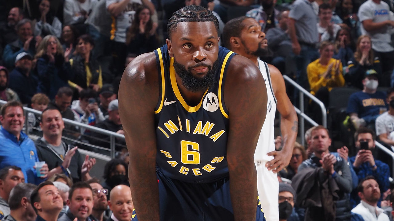 INDIANAPOLIS, IN - JANUARY 5: Lance Stephenson #6 of the Indiana Pacers looks on during the game against the Brooklyn Nets on January 5, 2022 at Gainbridge Fieldhouse in Indianapolis, Indiana. Mandatory Copyright Notice: Copyright 2022 NBAE