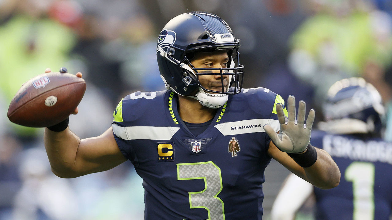 SEATTLE, WASHINGTON - JANUARY 02: Russell Wilson #3 of the Seattle Seahawks passes against the Detroit Lions during the third quarter at Lumen Field on January 02, 2022 in Seattle, Washington.