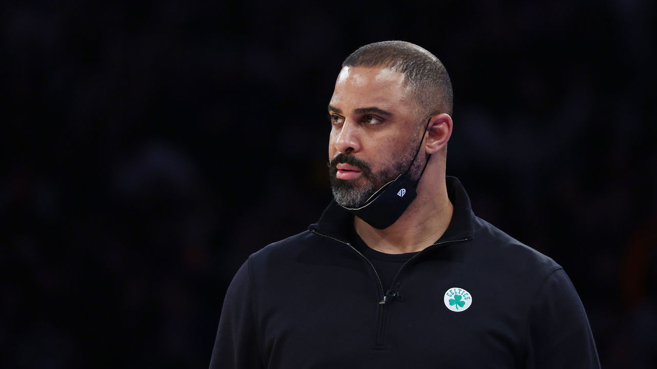 NEW YORK, NEW YORK - JANUARY 06: Ime Udoka, Head coach of the Boston Celtics looks on against the New York Knicks during their game at Madison Square Garden on January 06, 2022 in New York City.