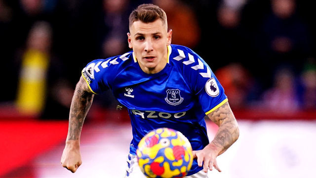 Everton's Lucas Digne during the Premier League match at the Brentford Community Stadium, London. Picture date: Sunday November 28, 2021.