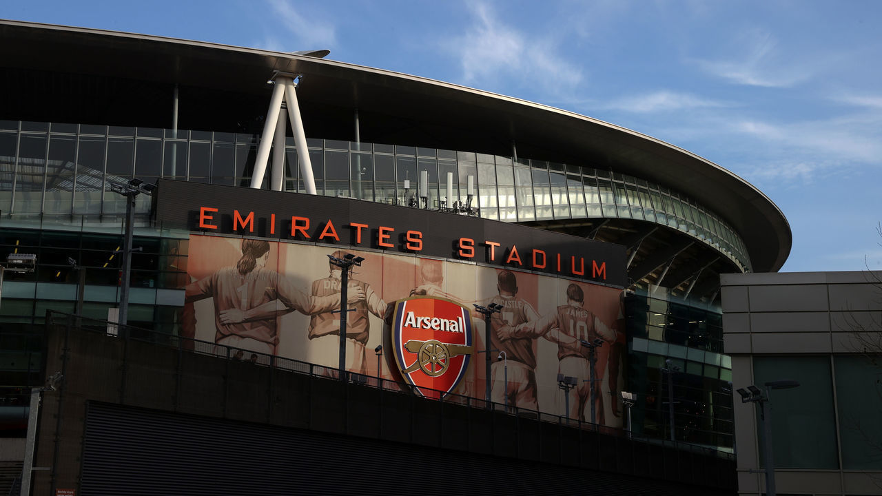 LONDON, ENGLAND - JANUARY 01: General view outside the stadium prior to the Premier League match between Arsenal and Manchester City at Emirates Stadium on January 01, 2022 in London, England.