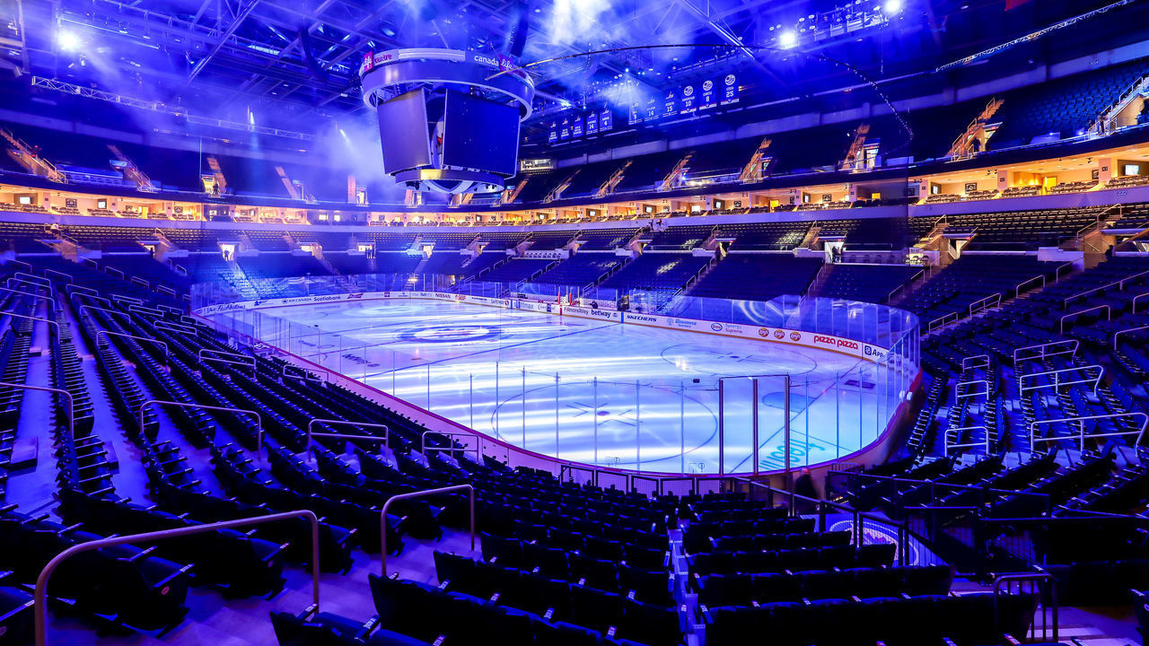 WINNIPEG, MB - OCTOBER 21: A general view of the arena bowl prior to NHL action between the Winnipeg Jets and the Anaheim Ducks at Canada Life Centre on October 21, 2021 in Winnipeg, Manitoba, Canada.