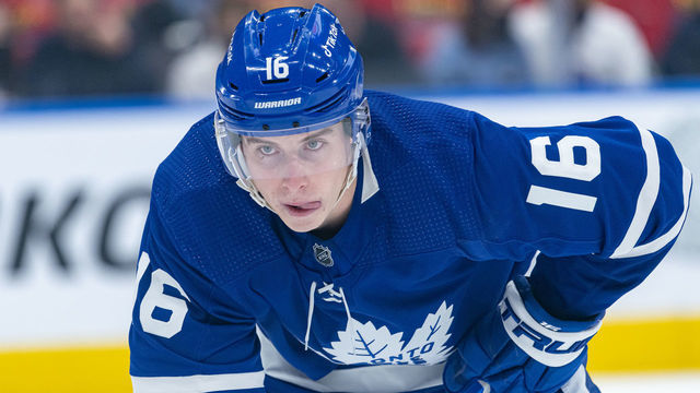 TORONTO, ON - DECEMBER 01: Toronto Maple Leafs Right Wing Mitchell Marner (16) reacts during the NHL regular season game between the Colorado Avalanche and the Toronto Maple Leafs on December 1, 2021, at Scotiabank Arena in Toronto, ON, Canada.