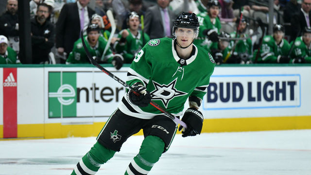 DALLAS, TX - NOVEMBER 23: John Klingberg #3 of the Dallas Stars skates against the Edmonton Oilers at the American Airlines Center on November 23, 2021 in Dallas, Texas.