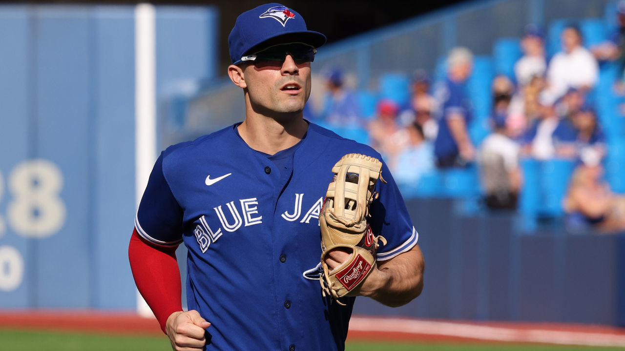 TORONTO, ON - OCTOBER 02: Toronto Blue Jays Outfield Randal Grichuk (15) runs of the field during the Baltimore Orioles versus the Toronto Blue Jays game on October 02, 2021, at Rogers Centre in Toronto, ON