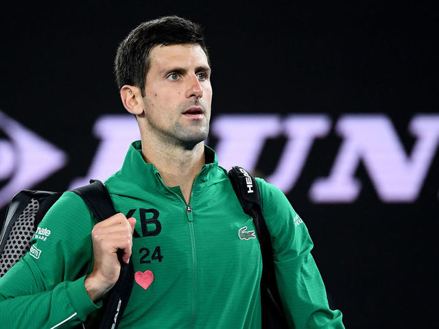 MELBOURNE, AUSTRALIA - JANUARY 28: Novak Djokovic of Serbia walks off after winning his Men’s Singles Quarterfinal match against Milos Raonic of Canada on day nine of the 2020 Australian Open at Melbourne Park on January 28, 2020 in Melbourne, Australia.