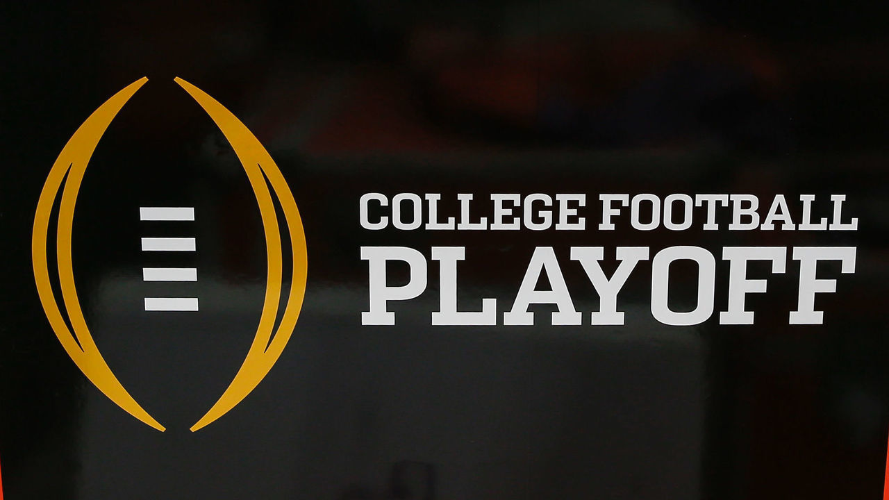 GLENDALE, AZ - DECEMBER 28: The college football playoff logo before the Fiesta Bowl college football playoff semi final game between the Clemson Tigers and the Ohio State Buckeyes on December 28, 2019 at State Farm Stadium in Glendale, Arizona.