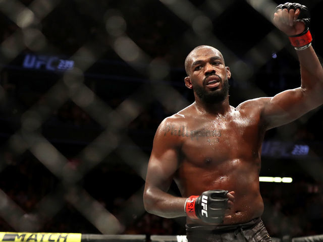 LAS VEGAS, NEVADA - JULY 06: Jon Jones of the United States looks on after his after their UFC Light Heavyweight Title bout with Thiago Santos of Brazil at T-Mobile Arena on July 06, 2019 in Las Vegas, Nevada. Jones defeated Santos by decision.