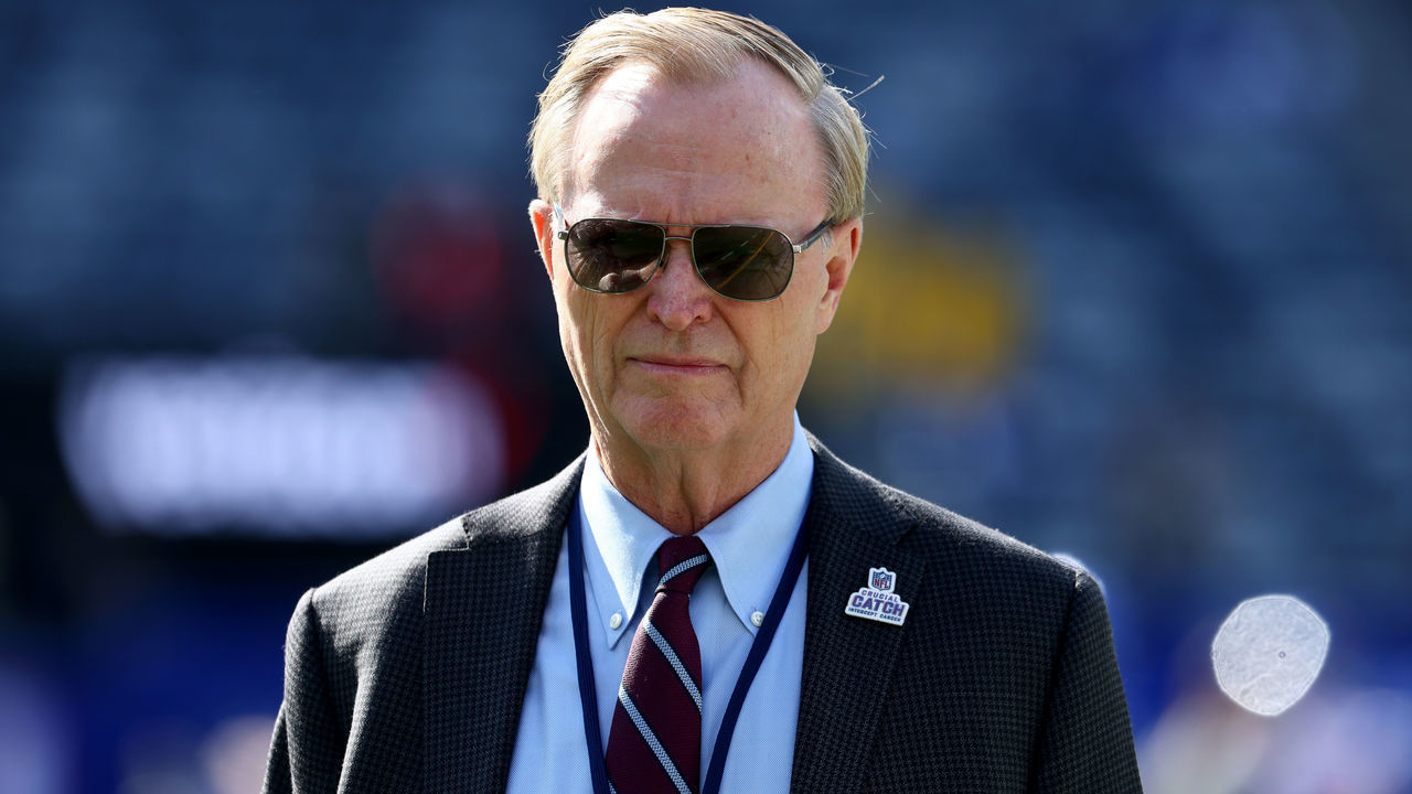EAST RUTHERFORD, NEW JERSEY - OCTOBER 17: New York Giants owner John Mara stands on the field before a game against the Los Angeles Rams at MetLife Stadium on October 17, 2021 in East Rutherford, New Jersey.