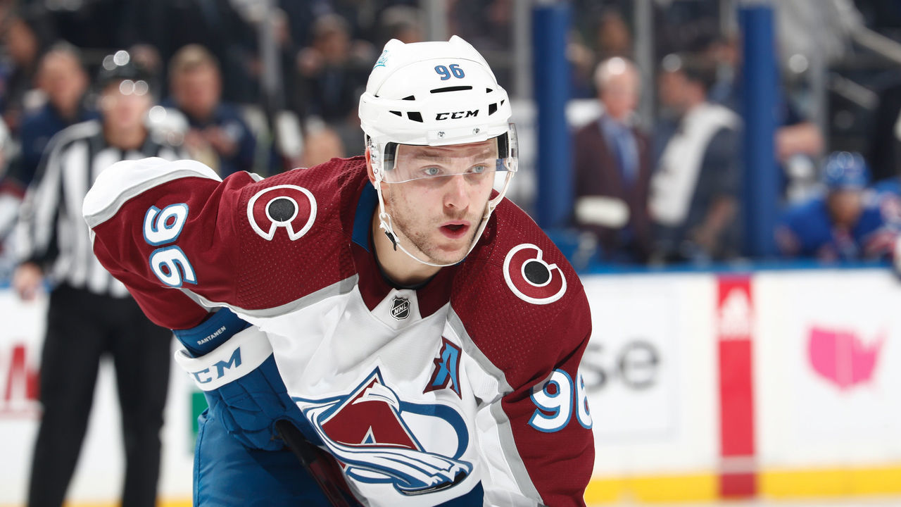 NEW YORK, NY - DECEMBER 08: Mikko Rantanen #96 of the Colorado Avalanche skates against the New York Rangers at Madison Square Garden on December 8, 2021 in New York City.