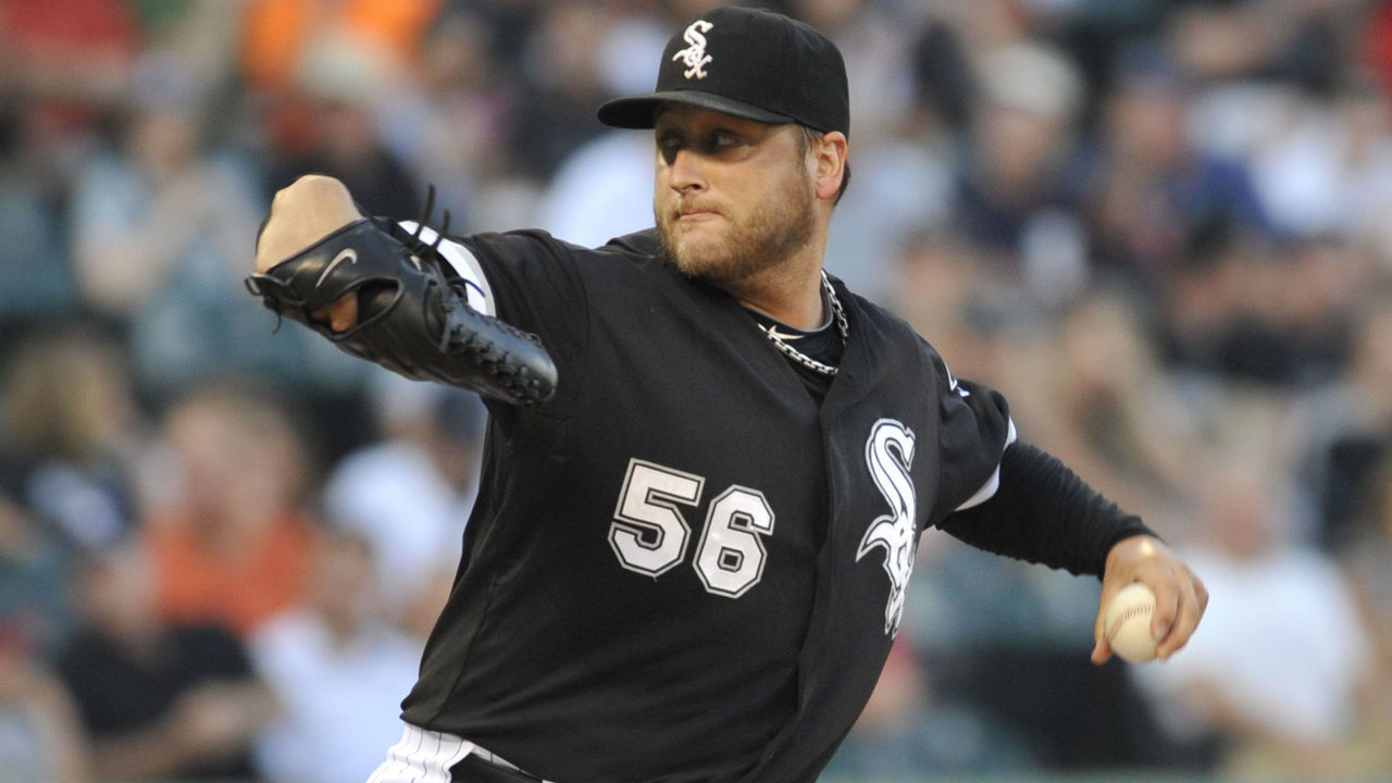 CHICAGO, IL - JULY 25: Mark Buehrle #56 of the Chicago White Sox pitches against the Detroit Tigers on July 25, 2011 at U.S. Cellular Field in Chicago, Illinois.