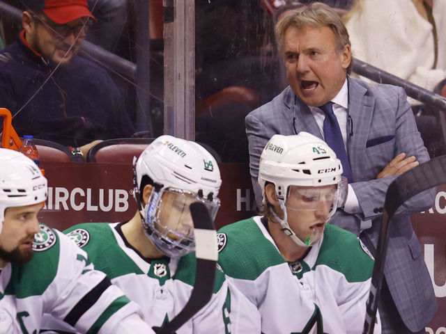 SUNRISE, FLORIDA - JANUARY 14: Head coach Rick Bowness of the Dallas Stars reacts against the Florida Panthers during the second period at FLALive Arena on January 14, 2022 in Sunrise, Florida.