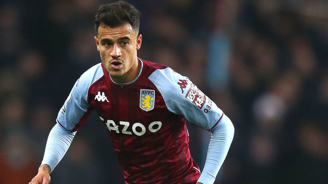 BIRMINGHAM, ENGLAND - JANUARY 15: Philippe Coutinho of Aston Villa in action during the Premier League match between Aston Villa and Manchester United at Villa Park on January 15, 2022 in Birmingham, England.