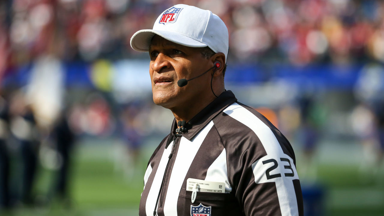 INGLEWOOD, CA - JANUARY 09: Referee Jerome Boger during an NFL game between the San Francisco 49ers and the Los Angeles Rams on January 9, 2022, at SoFi Stadium in Inglewood, CA.