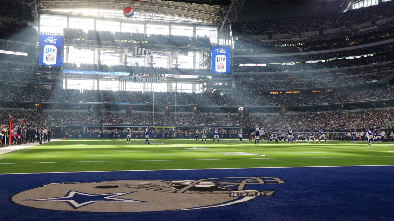 ARLINGTON, TEXAS - OCTOBER 10: The sun shines through the windows at AT&T Stadium during the game between the Dallas Cowboys and New York Giants on October 10, 2021 in Arlington, Texas.