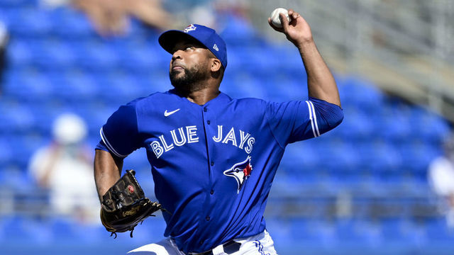 DUNEDIN, FLORIDA - MARCH 13: Francisco Liriano #45 of the Toronto Blue Jays throws a pitch during the fifth inning against the Baltimore Orioles during a spring training game at TD Ballpark on March 13, 2021 in Dunedin, Florida.