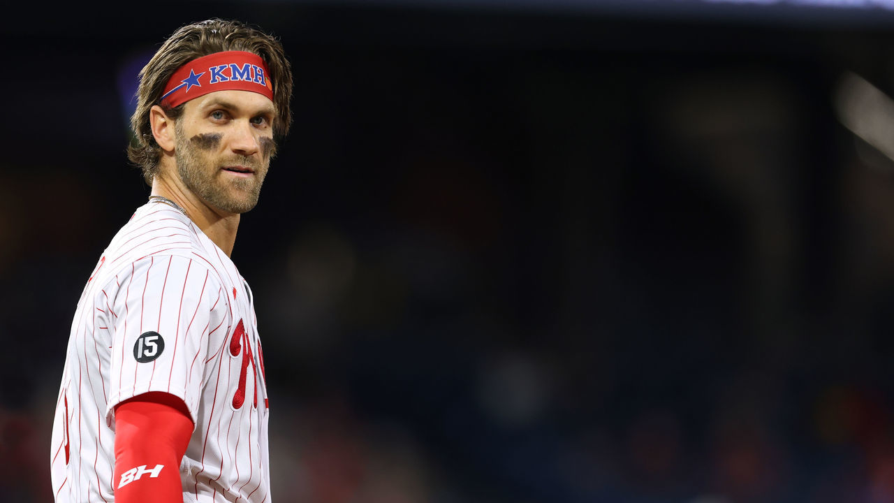 PHILADELPHIA, PA - SEPTEMBER 24: Bryce Harper #3 of the Philadelphia Phillies in action against the Pittsburgh Pirates in a game at Citizens Bank Park on September 24, 2021 in Philadelphia, Pennsylvania.