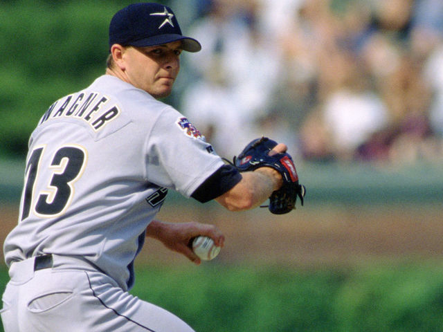 CHICAGO, IL - CIRCA 1997: Billy Wagner #13 of the Houston Astros throws a pitch during a game against the Chicago Cubs circa 1997 at Wrigley Field in Chicago, Illinois. Billy Wagner played for 16 years for 5 different teams and was a 7-time All-Star.