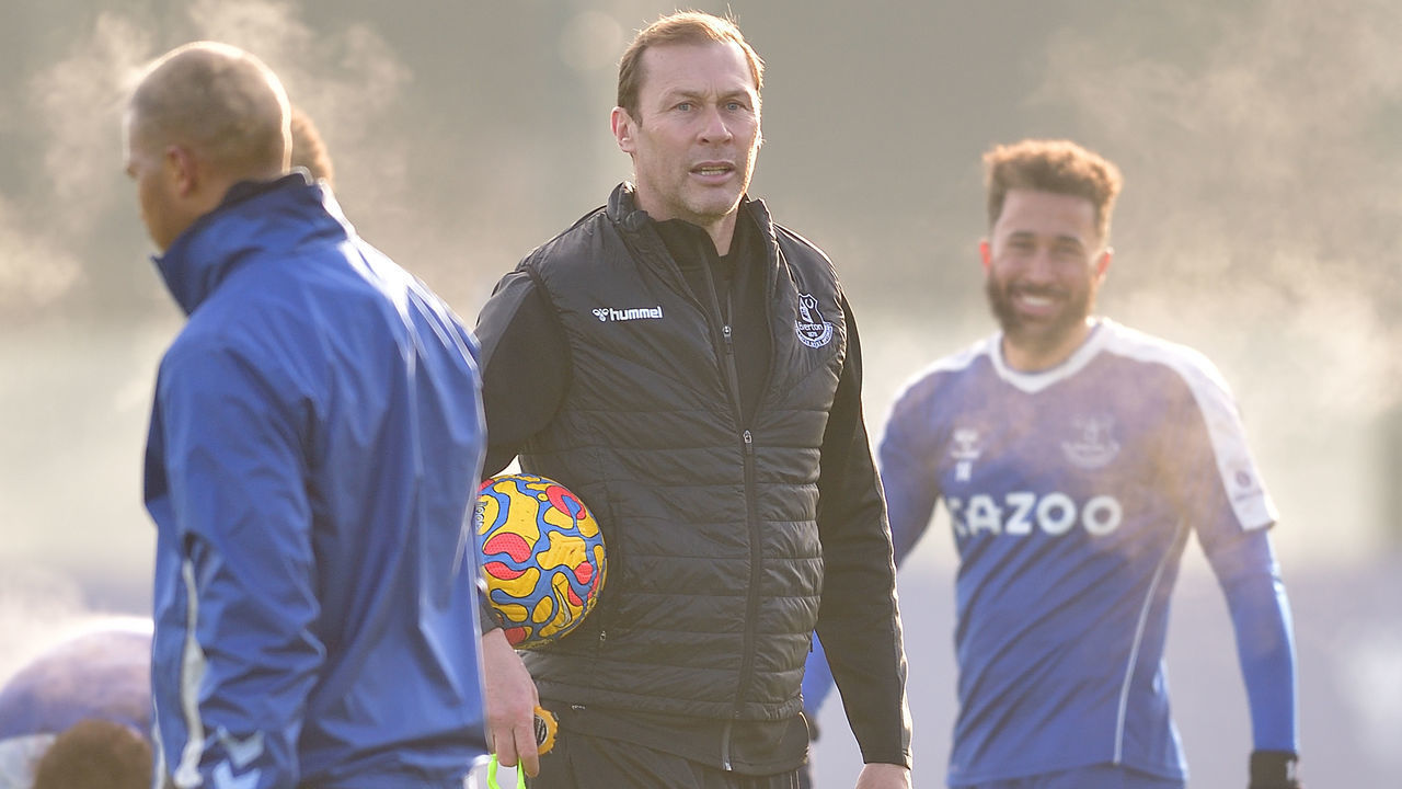 HALEWOOD, ENGLAND - JANUARY 18: Duncan Ferguson during the Everton training session at USM Finch Farm on January 18, 2022 in Halewood, England..