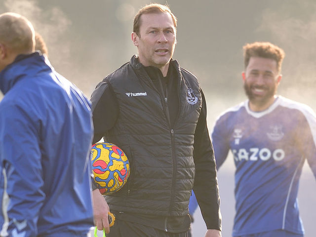 HALEWOOD, ENGLAND - JANUARY 18: Duncan Ferguson during the Everton training session at USM Finch Farm on January 18, 2022 in Halewood, England..