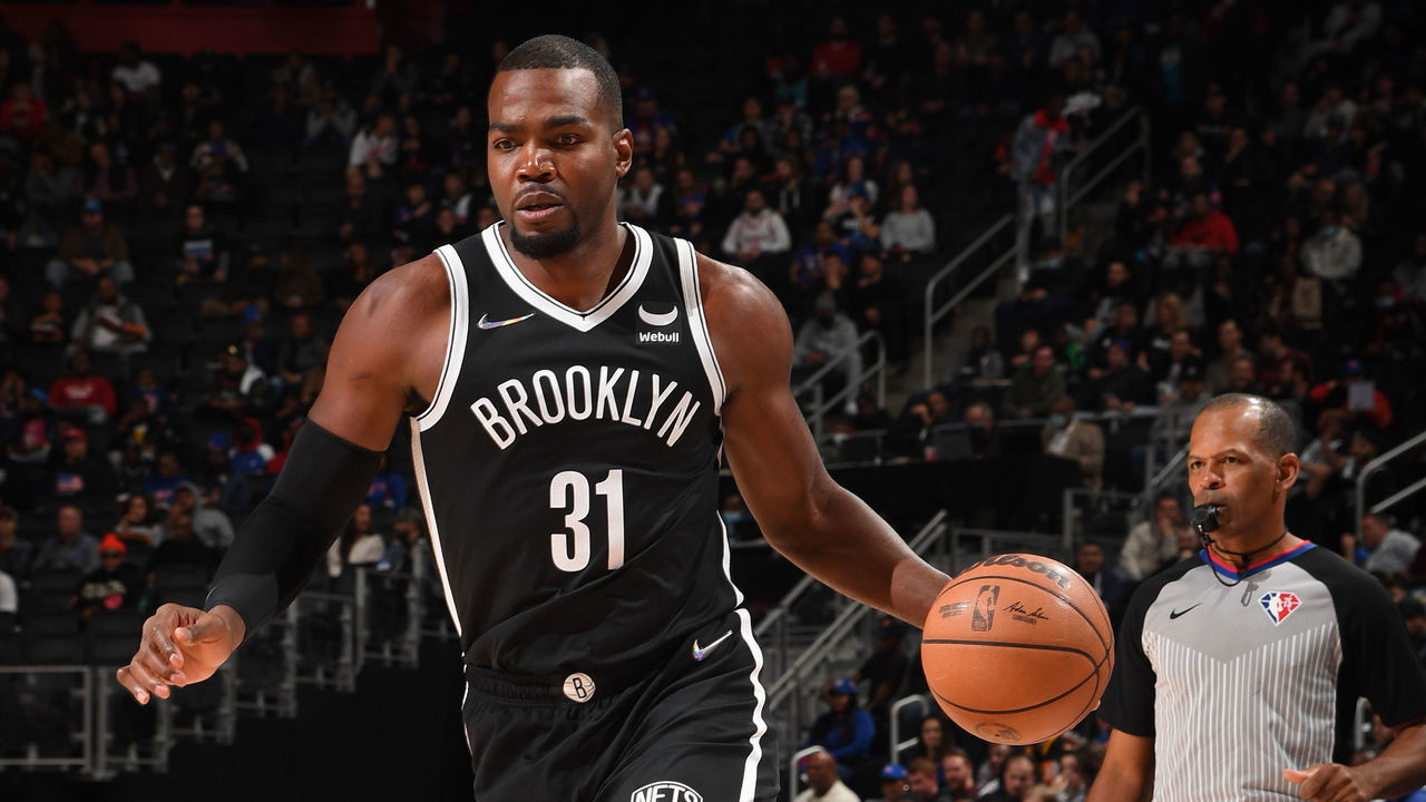 DETROIT, MI - NOVEMBER 5: Paul Millsap #31 of the Brooklyn Nets drives to the basket against the Detroit Pistons on November 5, 2021 at Little Caesars Arena in Detroit, Michigan. NOTE TO USER: User expressly acknowledges and agrees that, by downloading and/or using this photograph, User is consenting to the terms and conditions of the Getty Images License Agreement. Mandatory Copyright Notice: Copyright 2021 NBAE