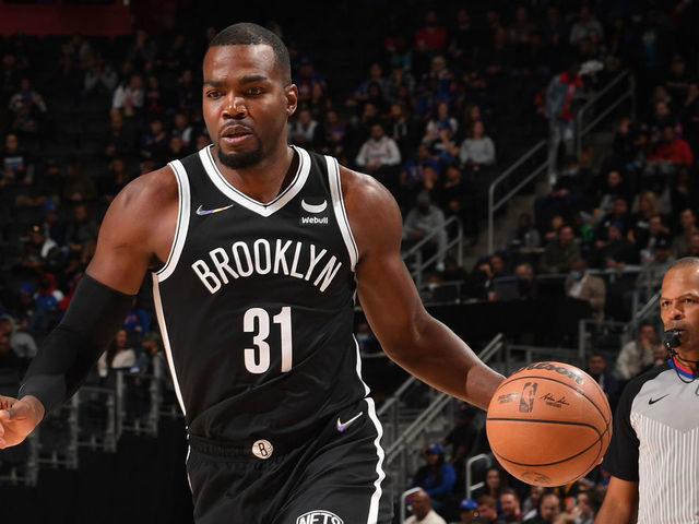DETROIT, MI - NOVEMBER 5: Paul Millsap #31 of the Brooklyn Nets drives to the basket against the Detroit Pistons on November 5, 2021 at Little Caesars Arena in Detroit, Michigan. NOTE TO USER: User expressly acknowledges and agrees that, by downloading and/or using this photograph, User is consenting to the terms and conditions of the Getty Images License Agreement. Mandatory Copyright Notice: Copyright 2021 NBAE