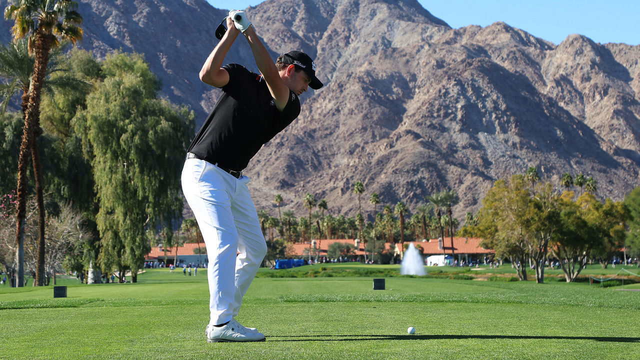 LA QUINTA, CALIFORNIA - JANUARY 20: Patrick Cantlay plays a shot on the ninth hole during the first round of The American Express at the La Quinta Country Club on January 20, 2022 in La Quinta, California.
