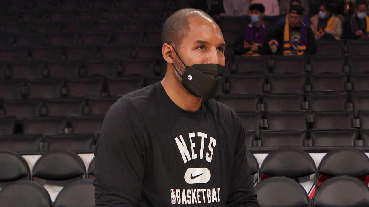 LOS ANGELES, CA - DECEMBER 25: Assistant Coach, David Vanterpool of the Brooklyn Nets talks to Assistant Coach, Phil Handy of the Los Angeles Lakers before the game on December 25, 2021 at Crypto.com Arena in Los Angeles, California. Mandatory Copyright Notice: Copyright 2021 NBAE