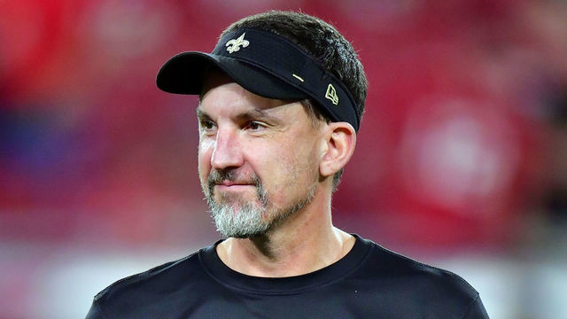 TAMPA, FLORIDA - DECEMBER 19: Defensive Coordinator and Interim Head Coach Dennis Allen of the New Orleans Saints watches during pre-game warm-ups prior to the game against the Tampa Bay Buccaneers at Raymond James Stadium on December 19, 2021 in Tampa, Florida.