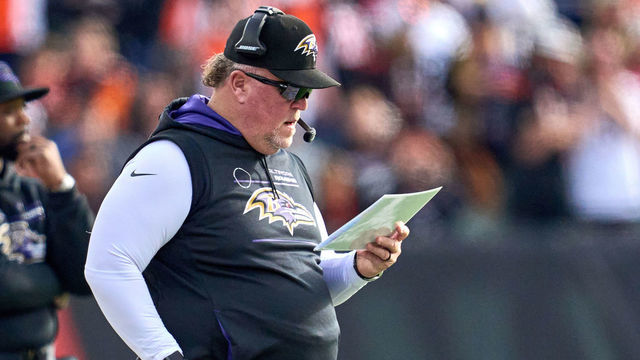 CINCINNATI, OH - DECEMBER 26: Baltimore Ravens Defensive Coordinator Don Martindale looks on during a game between the Cincinnati Bengals and the Baltimore Ravens on December 26, 2021, at Paul Brown Stadium in Cincinnati, OH.
