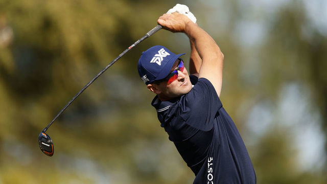 LA QUINTA, CALIFORNIA - JANUARY 22: Paul Barjon of France hits his tee shot on the 18th hole during the third round of the The American Express at the Stadium Course at PGA West on January 22, 2022 in La Quinta, California.