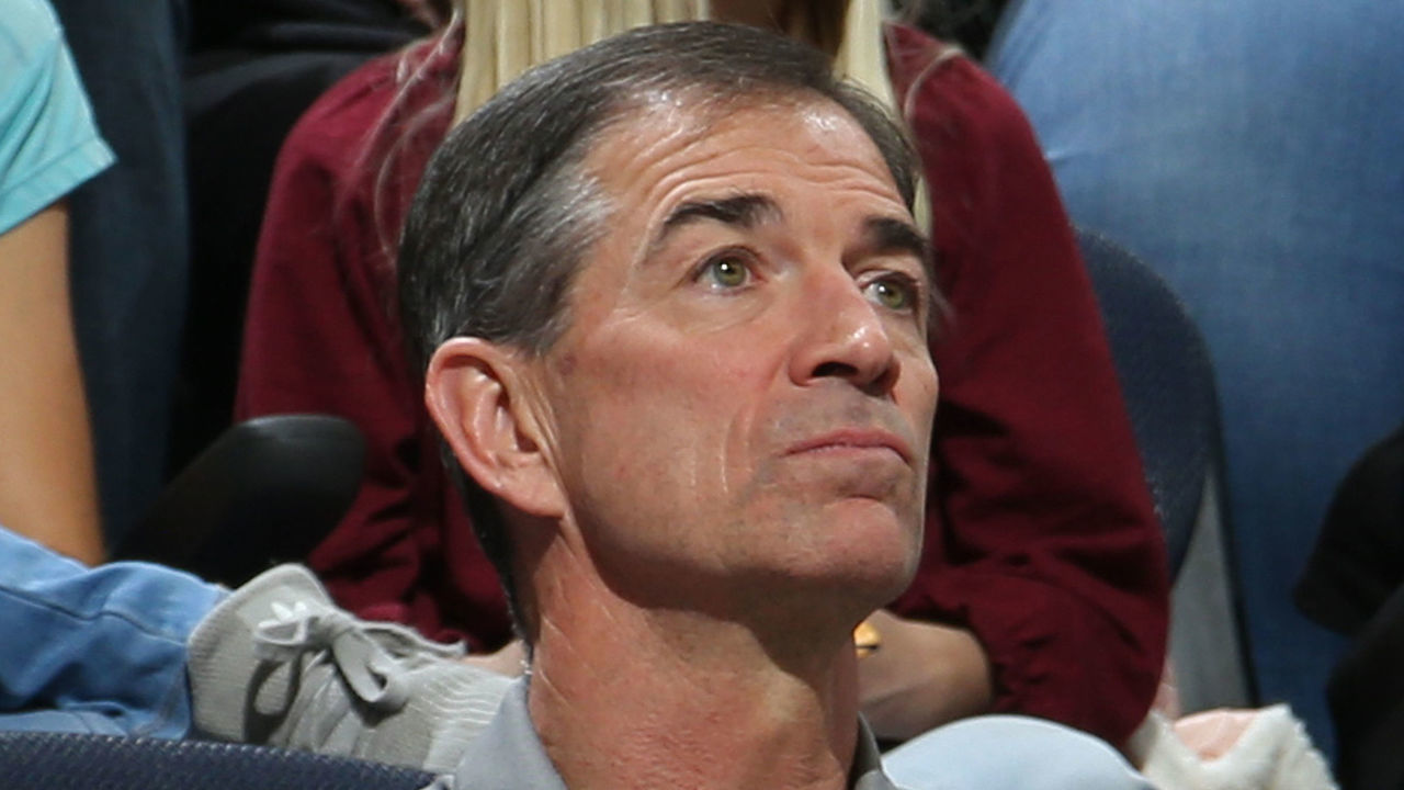 SALT LAKE CITY, UT - NOVEMBER 22: Former Utah Jazz legend John Stockton looks on during the game between the Golden State Warriors and the Utah Jazz on November 22, 2019 at vivint.SmartHome Arena in Salt Lake City, Utah. Mandatory Copyright Notice: Copyright 2019 NBAE