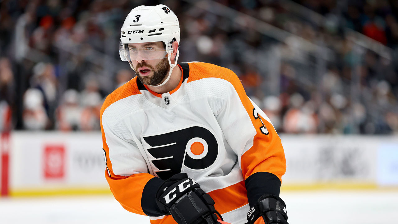 SEATTLE, WASHINGTON - DECEMBER 29: Keith Yandle #3 of the Philadelphia Flyers skates against the Seattle Kraken during the second period at Climate Pledge Arena on December 29, 2021 in Seattle, Washington.