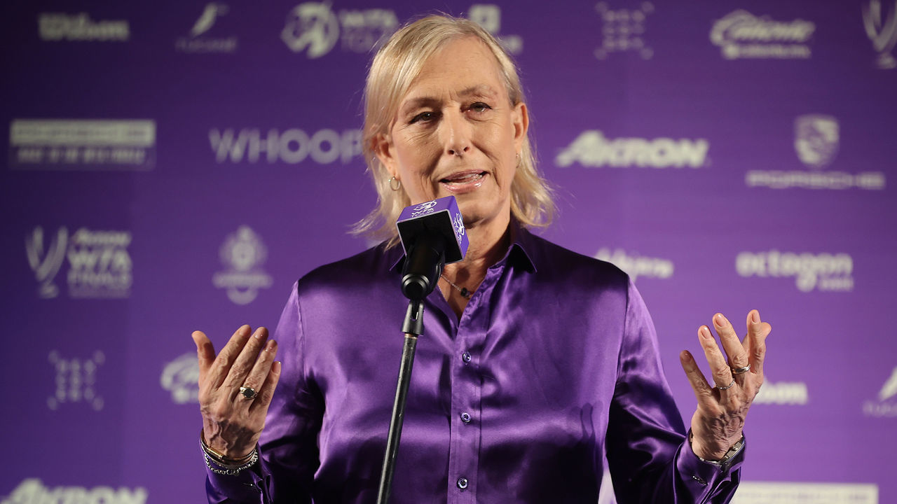 ZAPOPAN, MEXICO - NOVEMBER 08: WTA Legend Ambassador Martina Navratilova attends the Official Draw Ceremony and Gala Evening before the 2021 Akron WTA Finals Guadalajara at Zapopan City Hall on November 08, 2021 in Zapopan, Mexico.