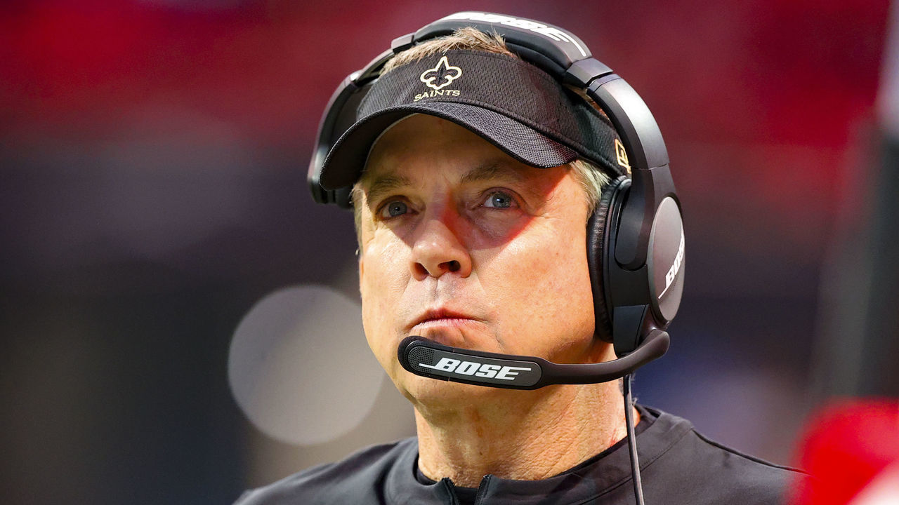 ATLANTA, GA - JANUARY 09: Head coach Sean Payton of the New Orleans Saints prior to the game against the Atlanta Falcons at Mercedes-Benz Stadium on January 9, 2022 in Atlanta, Georgia.