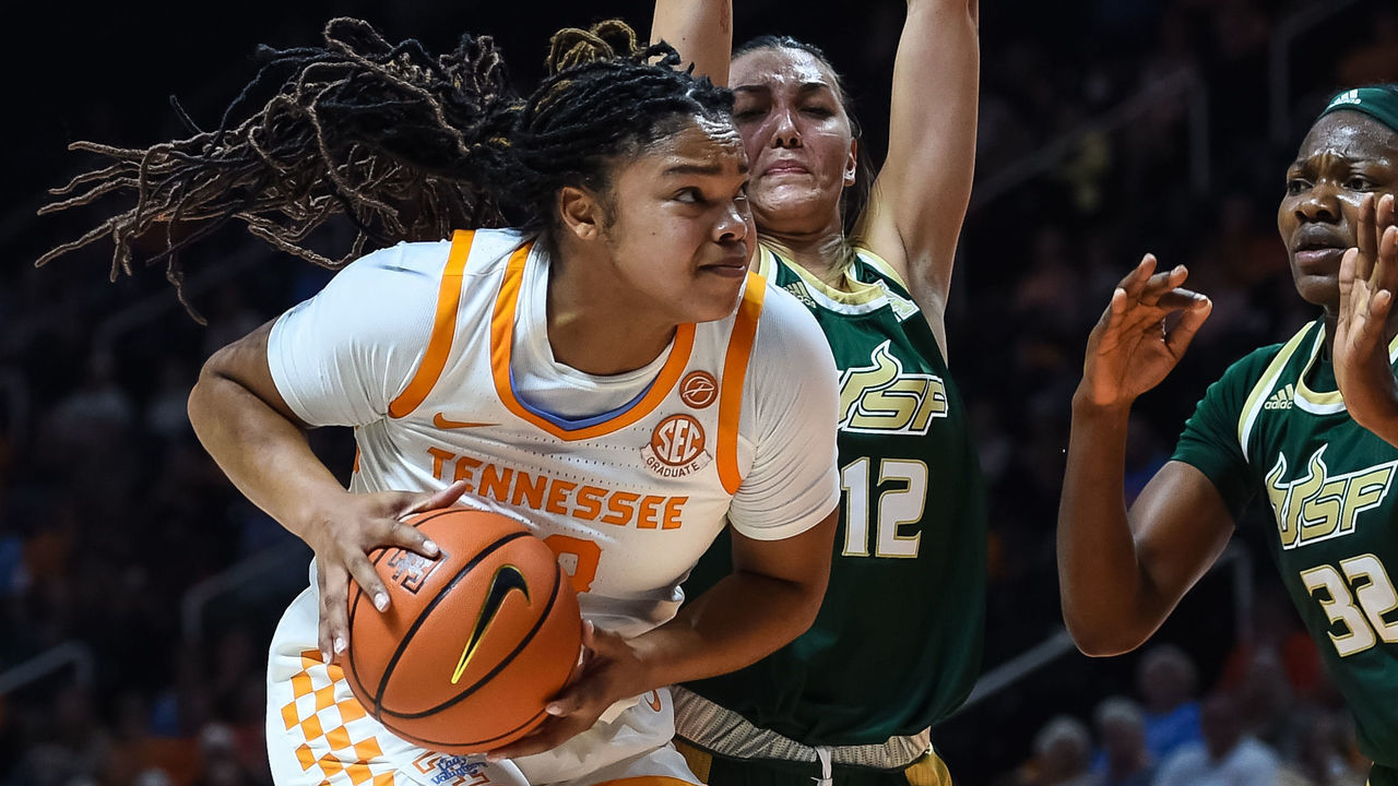 KNOXVILLE, TN - NOVEMBER 15: Tennessee Lady Vols forward Keyen Green (13) sets up for a shot in a game between the Tennessee Lady Vols and the South Florida Bulls on November 15, 2021, at Thompson-Boling Arena in Knoxville, TN.